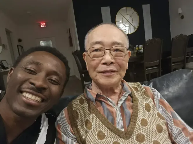 24/7 senior care Houston area - caregiver with resident at Golden Pheasant Chalet